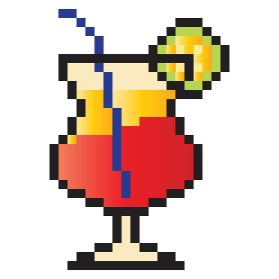 cocktail in pixel kunst stijl vector