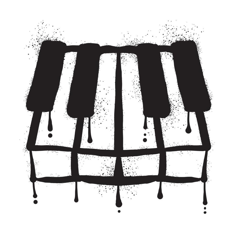 piano graffiti met zwart verstuiven verf kunst vector