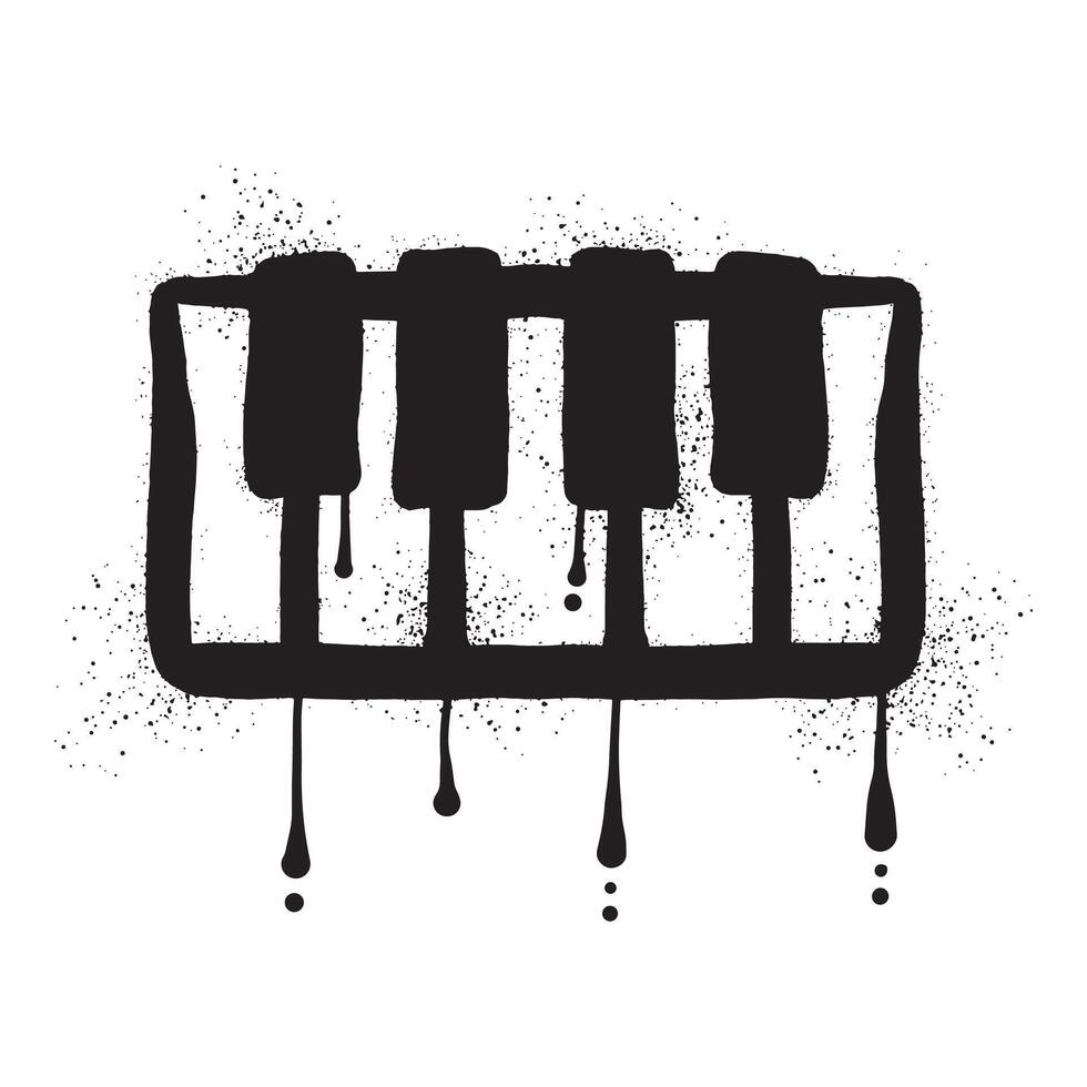 piano graffiti met zwart verstuiven verf kunst vector