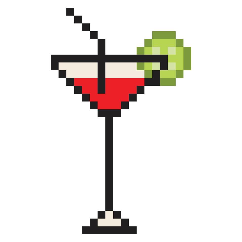 cocktail in pixel kunst stijl vector