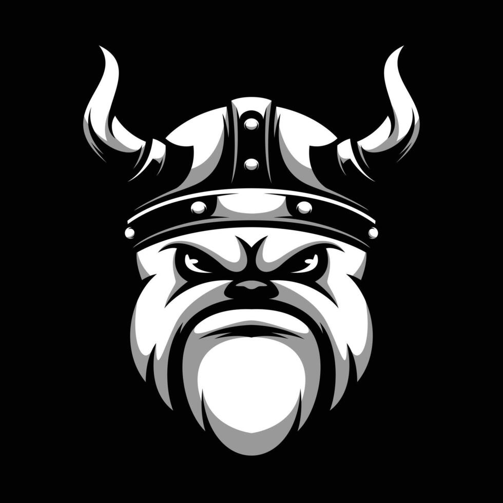 bulldog viking zwart en wit vector