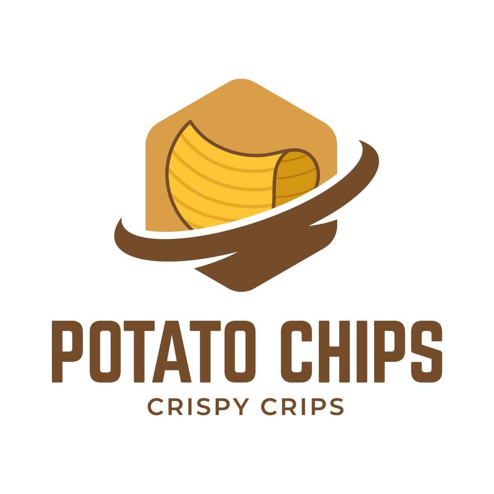 logo aardappel chips, voedsel en tussendoortje logo met gemakkelijk aardappel tekenfilm, uniek voedsel, tussendoortje, chips bedrijf identiteit vector icoon geïsoleerd Aan wit achtergrond