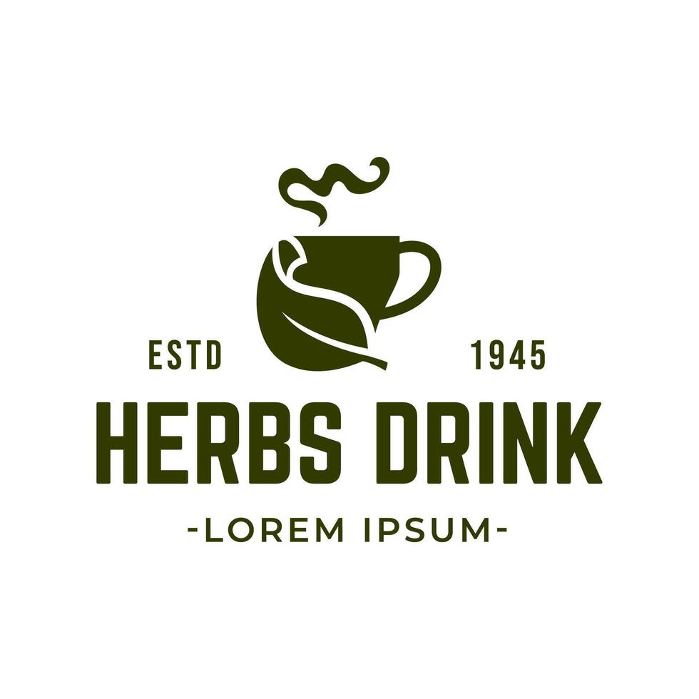 kruiden drinken logo. biologisch drinken kop logo ontwerp sjabloon vector