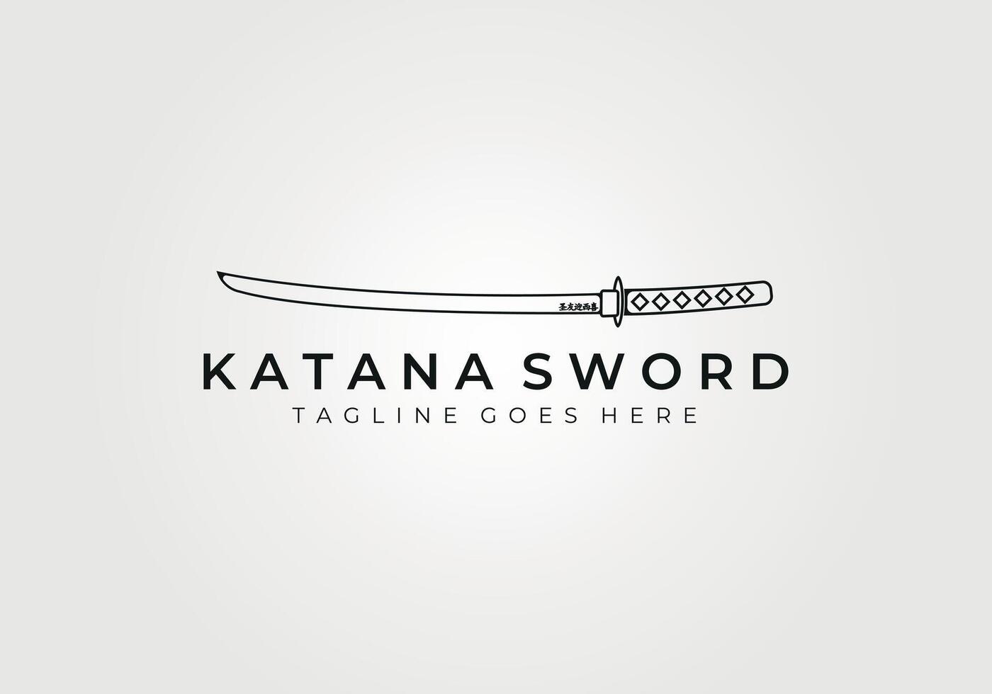 katana zwaard lineair logo vector illustratie ontwerp, rune en zwaard