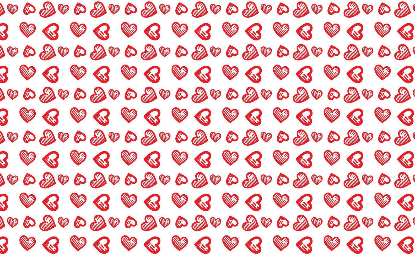 hand- getrokken tekening rood harten vorm naadloos patroon hart Aan wit abstract achtergrond vector illustratie