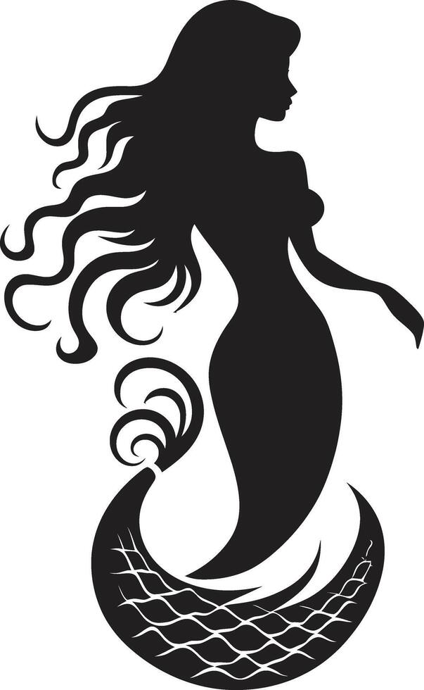 betoverd raadsel vector meermin symbool zeemeerminnen melodie zwart embleem logo