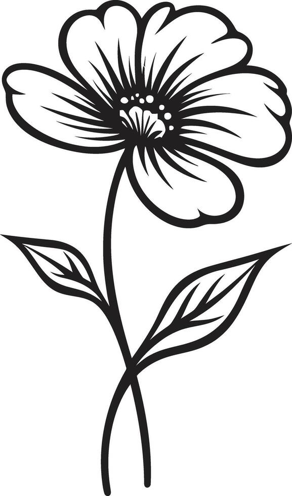 ambachtelijk bloem schetsen hand- getrokken vector icoon speels bloemblad schetsen zwart monochroom symbool