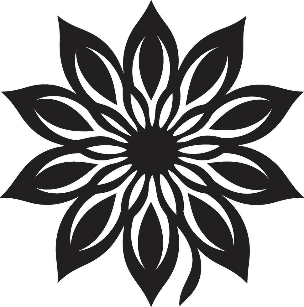 robuust bloemblad structuur zwart iconisch embleem ingewikkeld bloeien schets monochroom vector schetsen