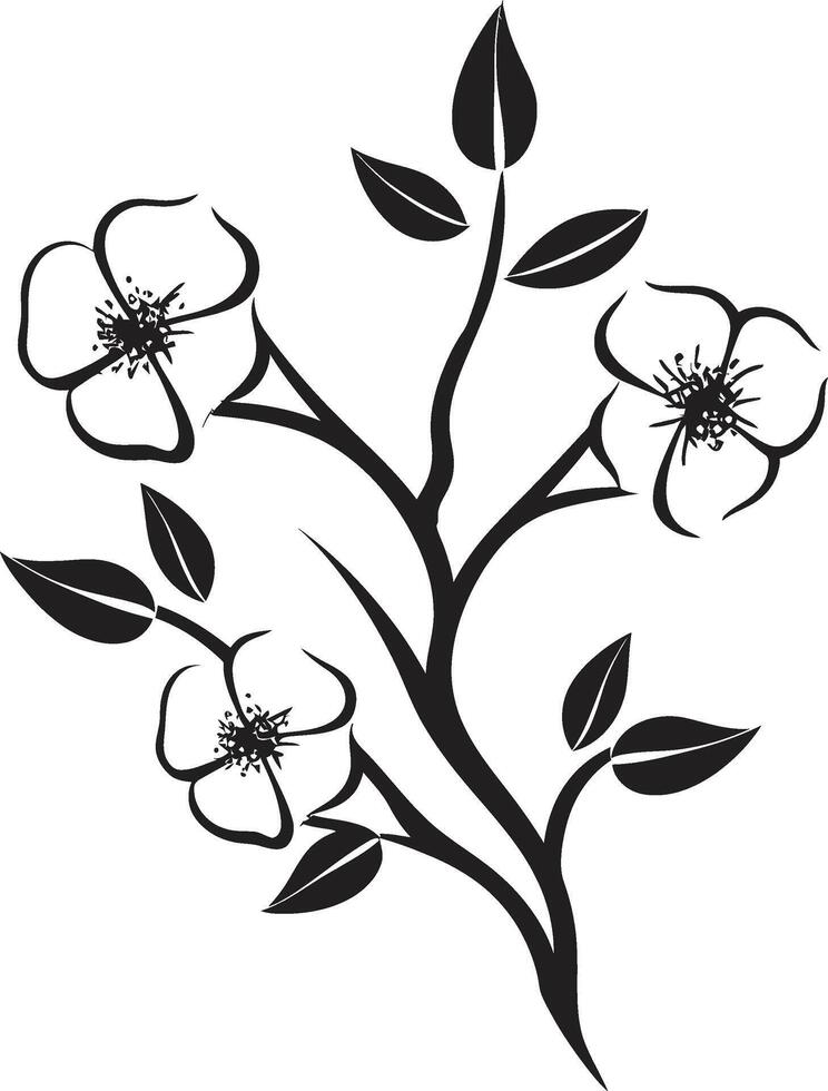 bloemen Liaan elegantie monochroom ontwerp wijngaard charme zwart bloemen icoon vector