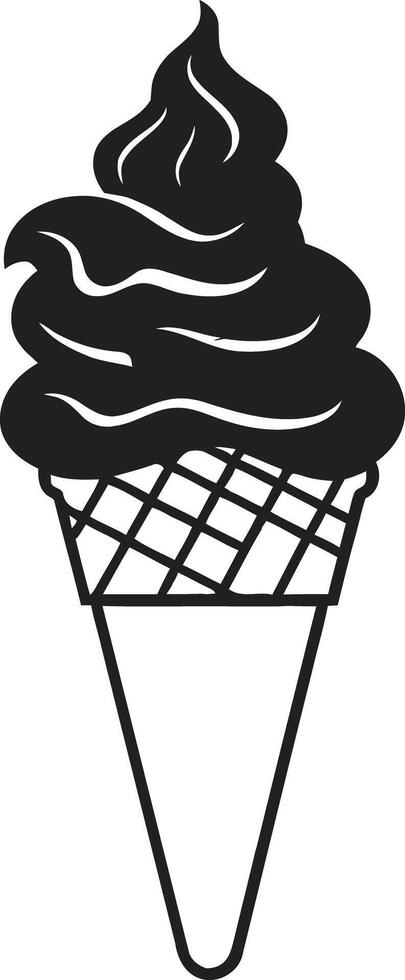 geslagen vreugde zwart logo ijshoorntje ontwerp smakelijk behandelt ijs room embleem icoon vector