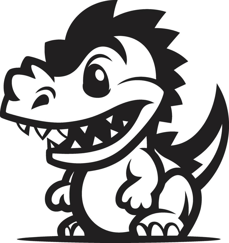 aanbiddelijk dino vreugde schattig zwart logo icoon klein t rex schatten zwart ontwerp vector