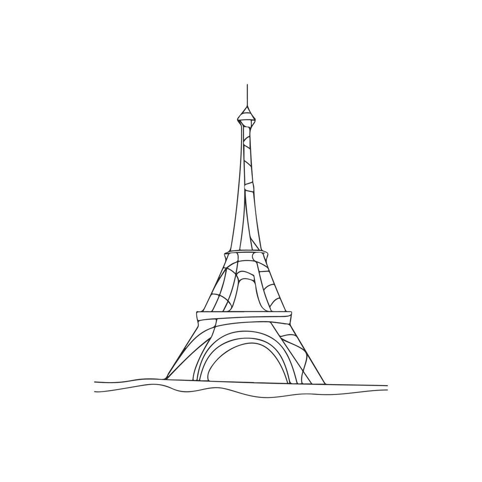 eiffel toren een lijn doorlopend lijn kunst tekening, minimalistische vector illustratie. clip art, kleur bladzijde.