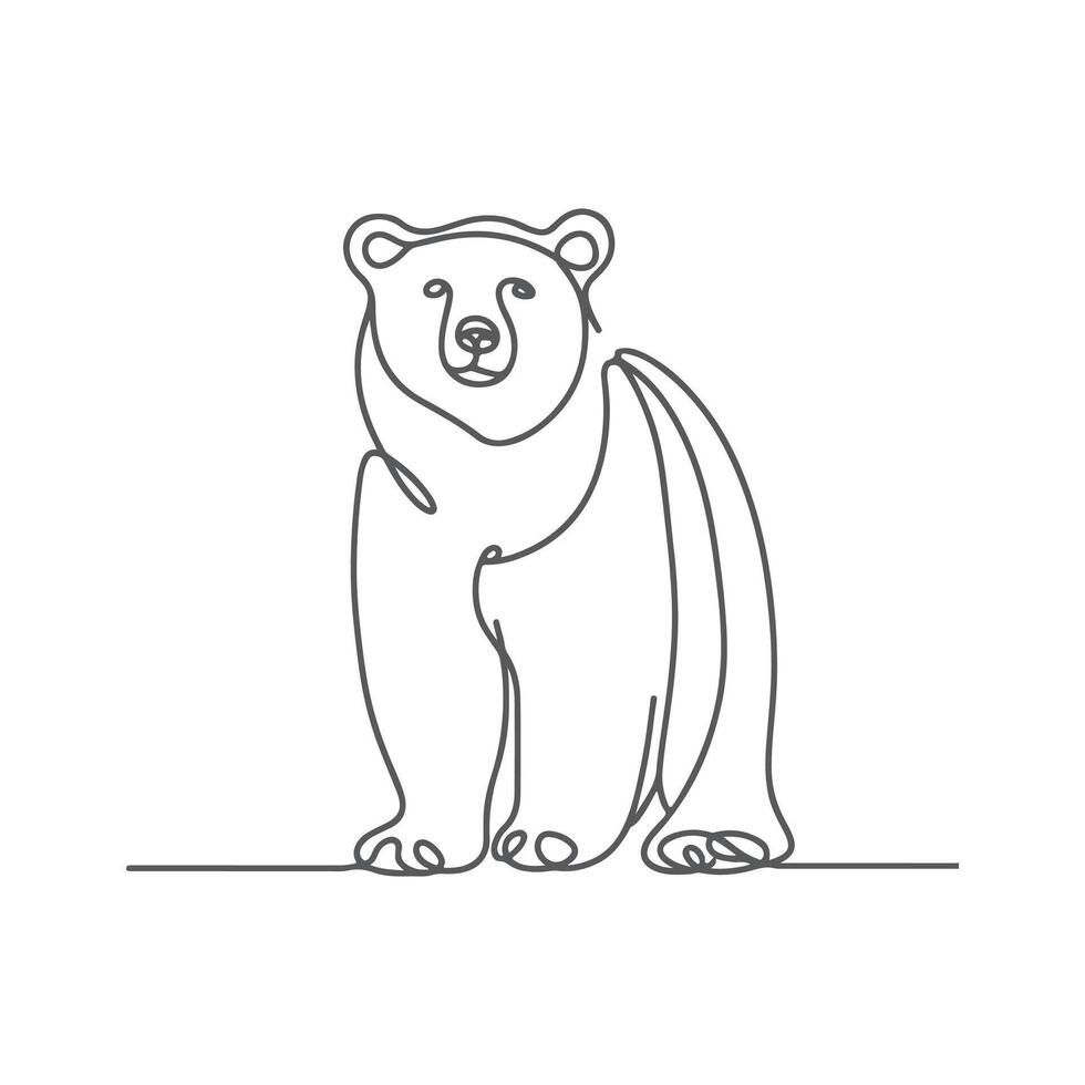 een polair beer een lijn doorlopend vector kunst. minimalistische tekening ontwerp Aan een wit achtergrond. sjabloon, contour, single lijn gemakkelijk kunstwerk.