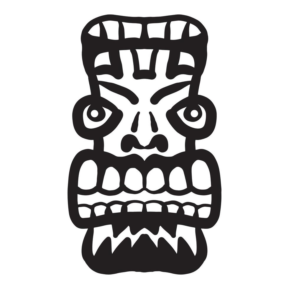 houten tiki masker tekening vector illustratie