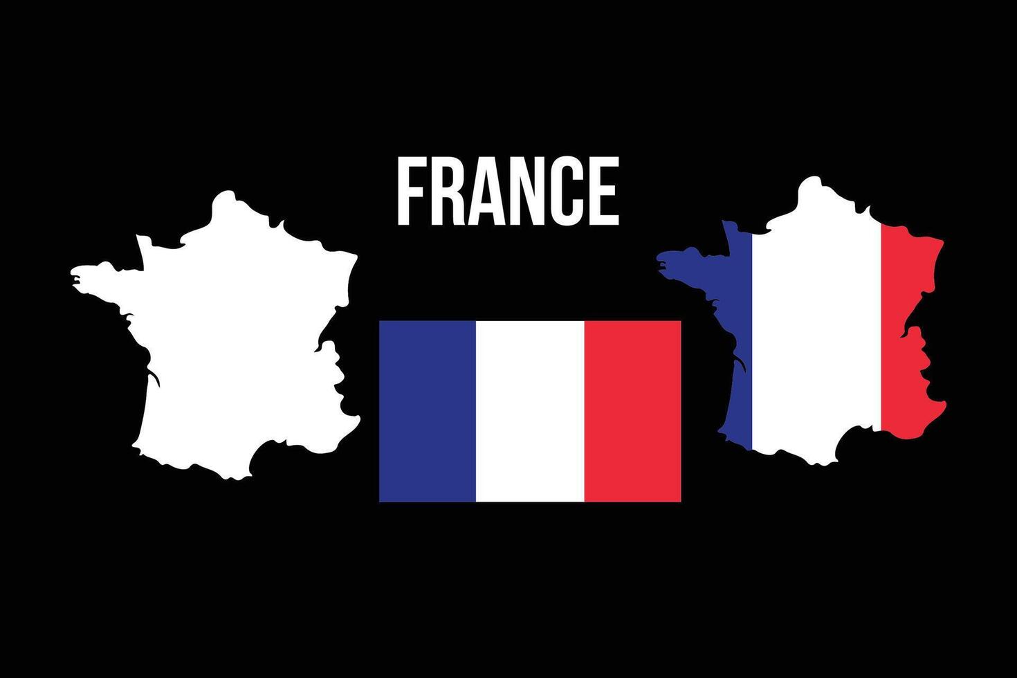 Frankrijk vlag met kaart. Frans vlag geïsoleerd Aan de kaart. vector silhouet illustratie. Europese land.