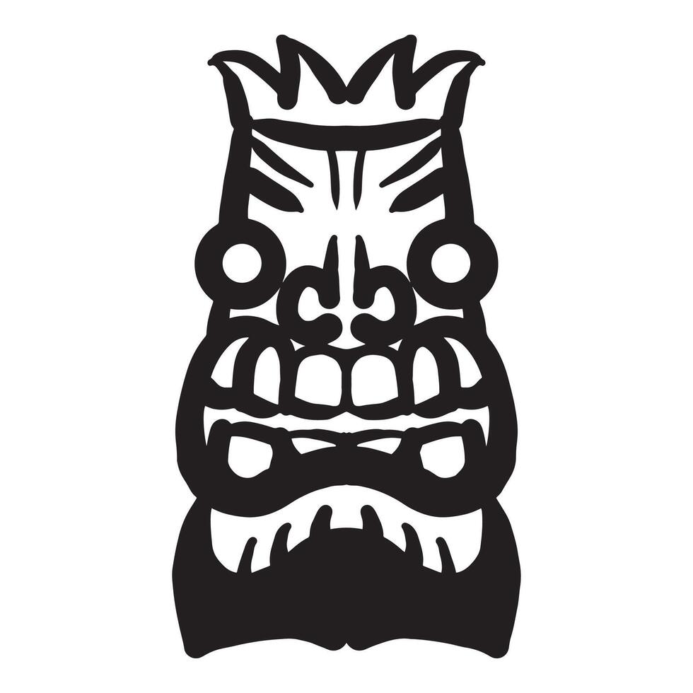 houten tiki masker tekening vector illustratie