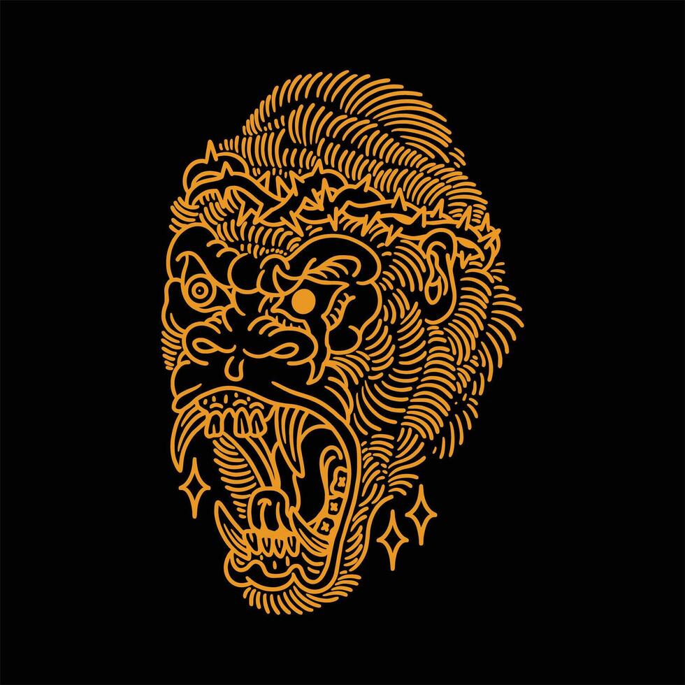 boos gorilla lijn kunst vector ontwerp