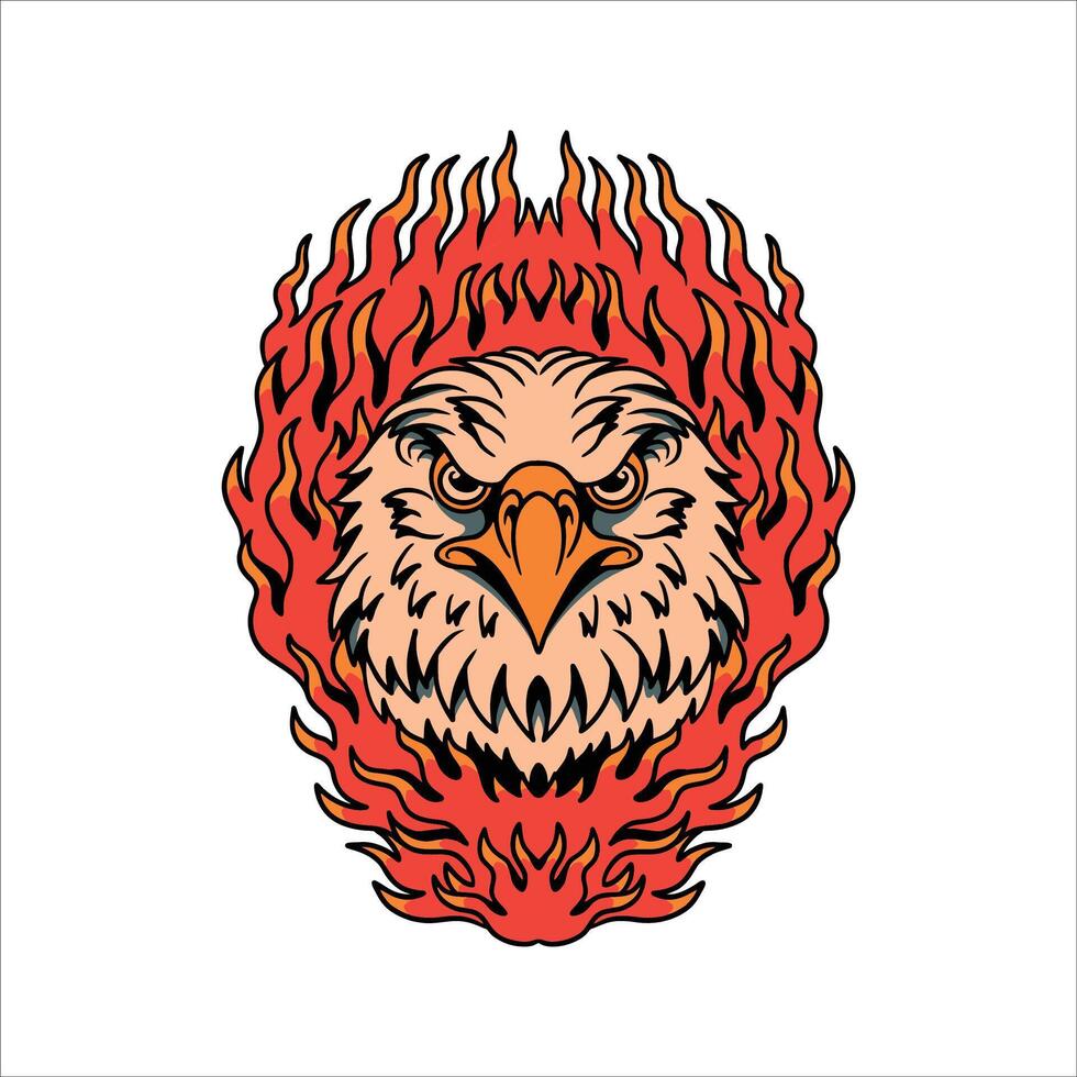 brandend adelaar tatoeëren vector ontwerp
