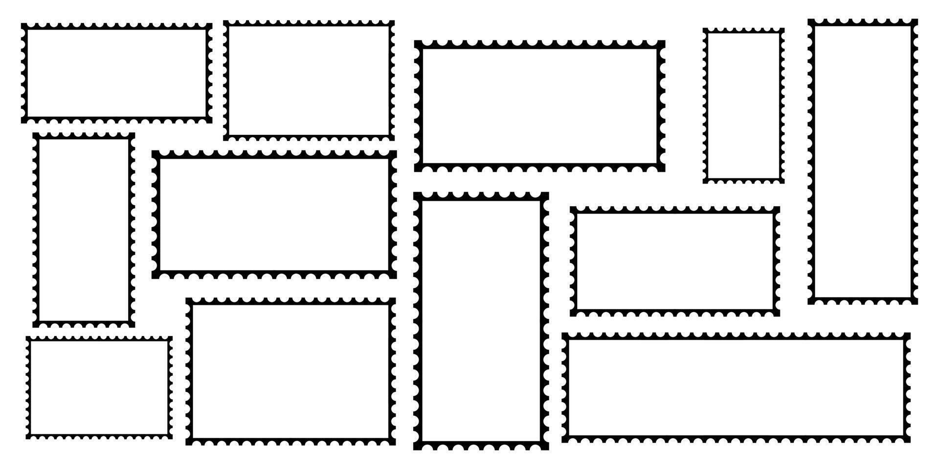 vector port postzegel kaders verschillend vormen reeks