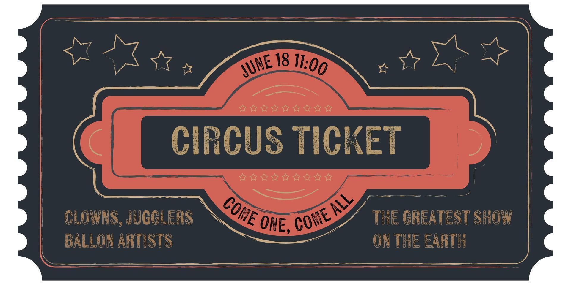 circus ticket. zwart, roze, en goud kleuren. vector