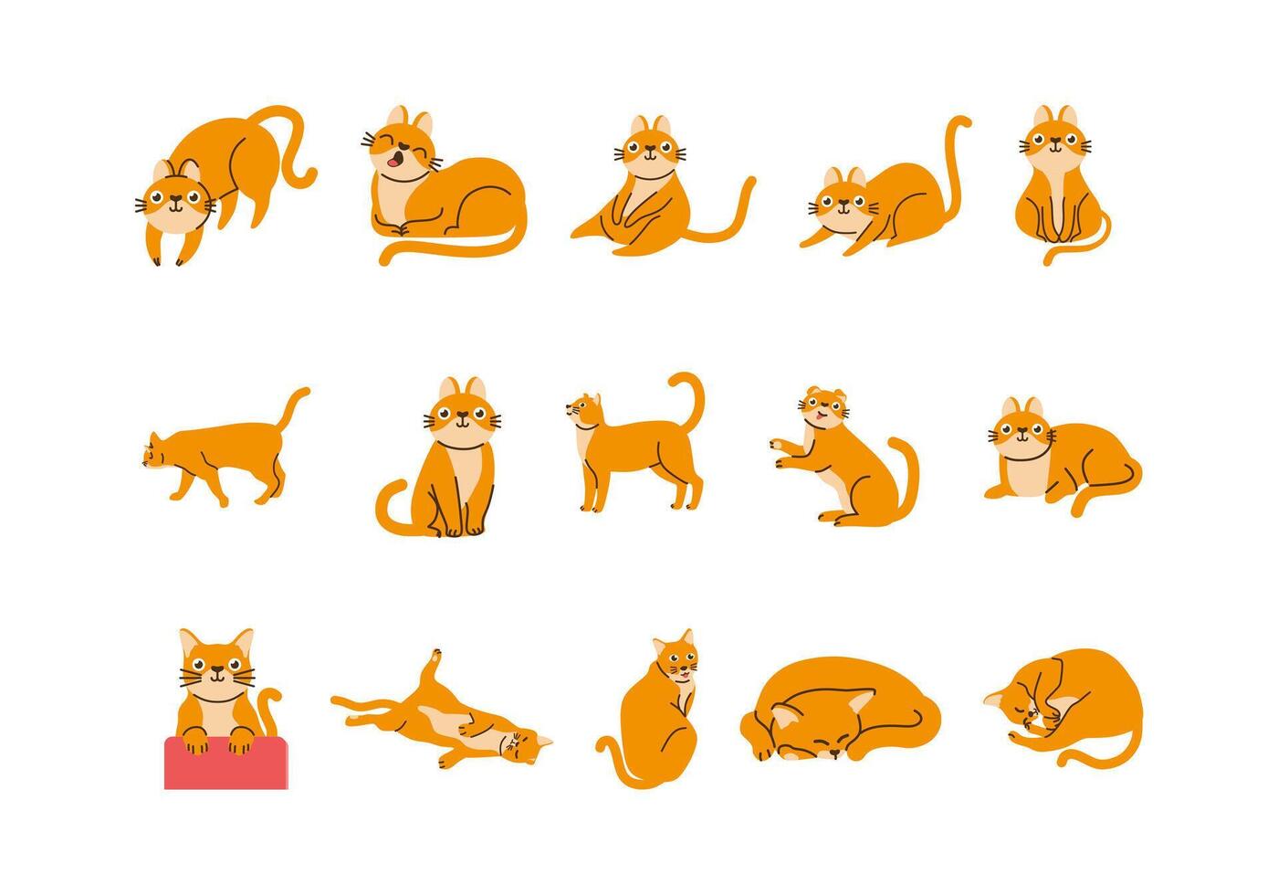 schattig kat illustratie element reeks vector