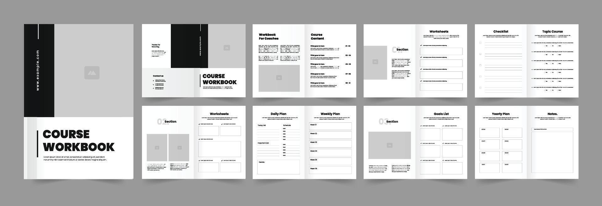 Cursus werkboek sjabloon minimaal stijl werkboek ontwerp vector