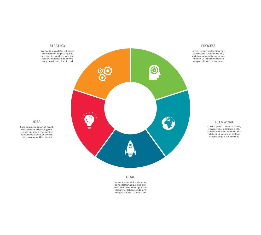 cirkel elementen van grafiek, diagram met 85 stappen, opties, onderdelen of processen. sjabloon voor infografisch, presentatie. vector