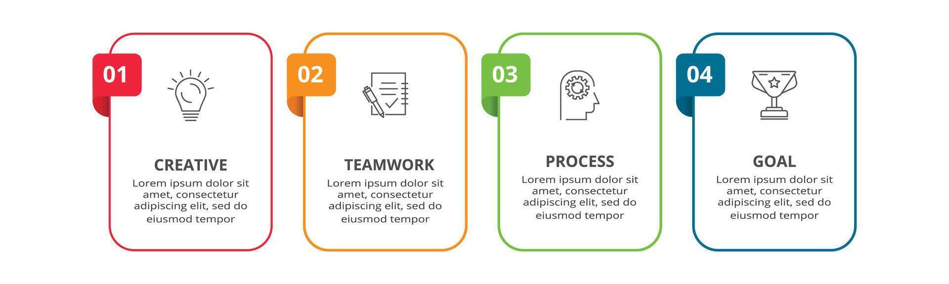 creatief concept voor infographic met 4 stappen, opties, onderdelen of processen. bedrijf gegevens visualisatie. vector