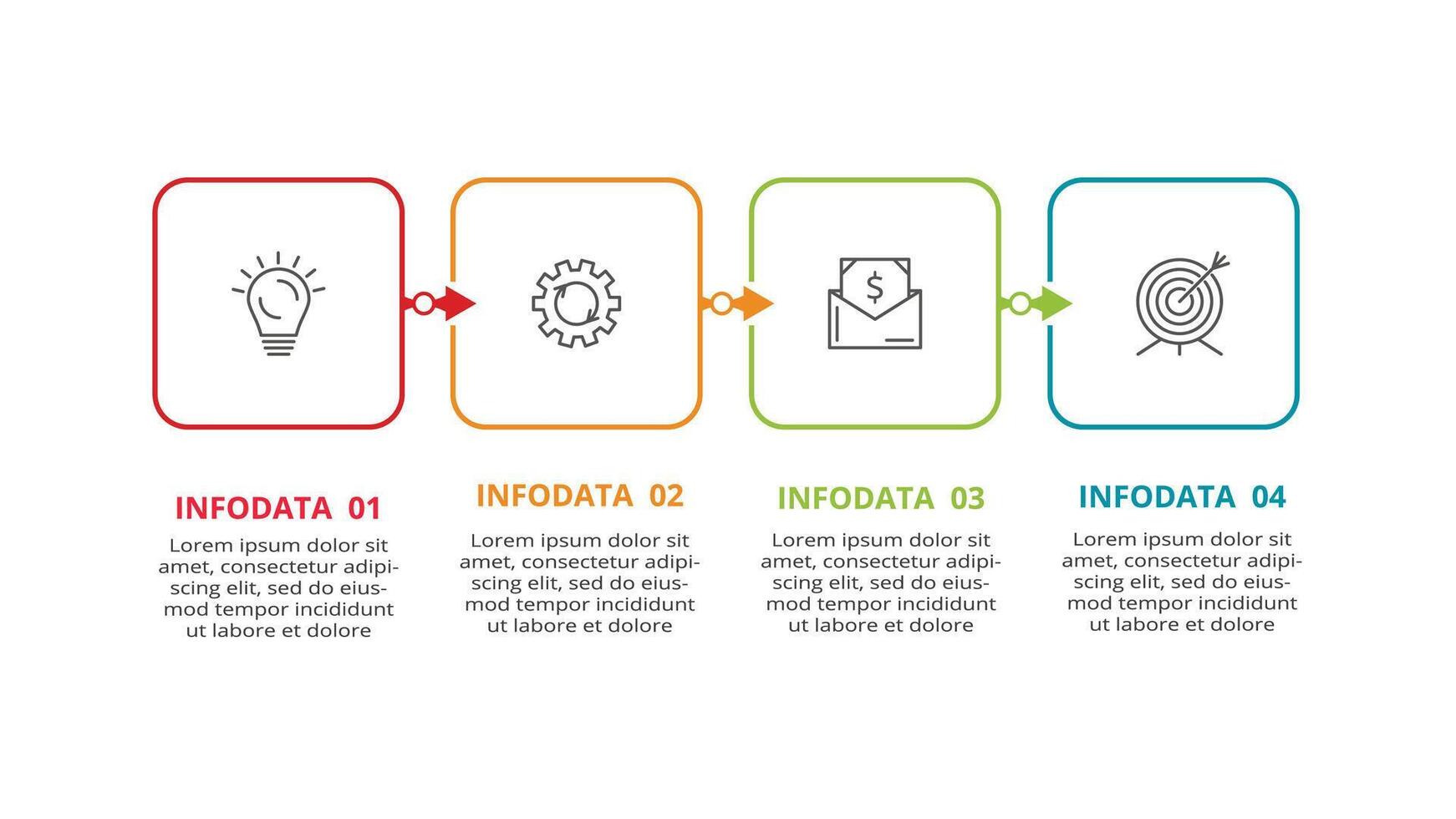 creatief concept voor infographic met 4 stappen, opties, onderdelen of processen. bedrijf gegevens visualisatie. vector