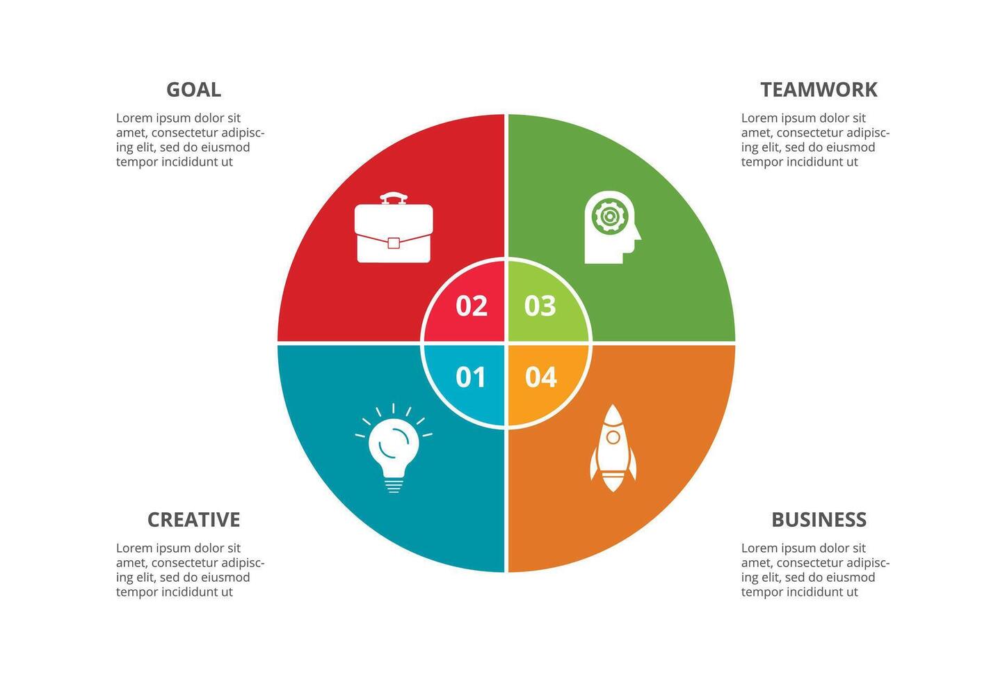 creatief concept voor infographic met 4 stappen, opties, onderdelen of processen. bedrijf gegevens visualisatie. vector