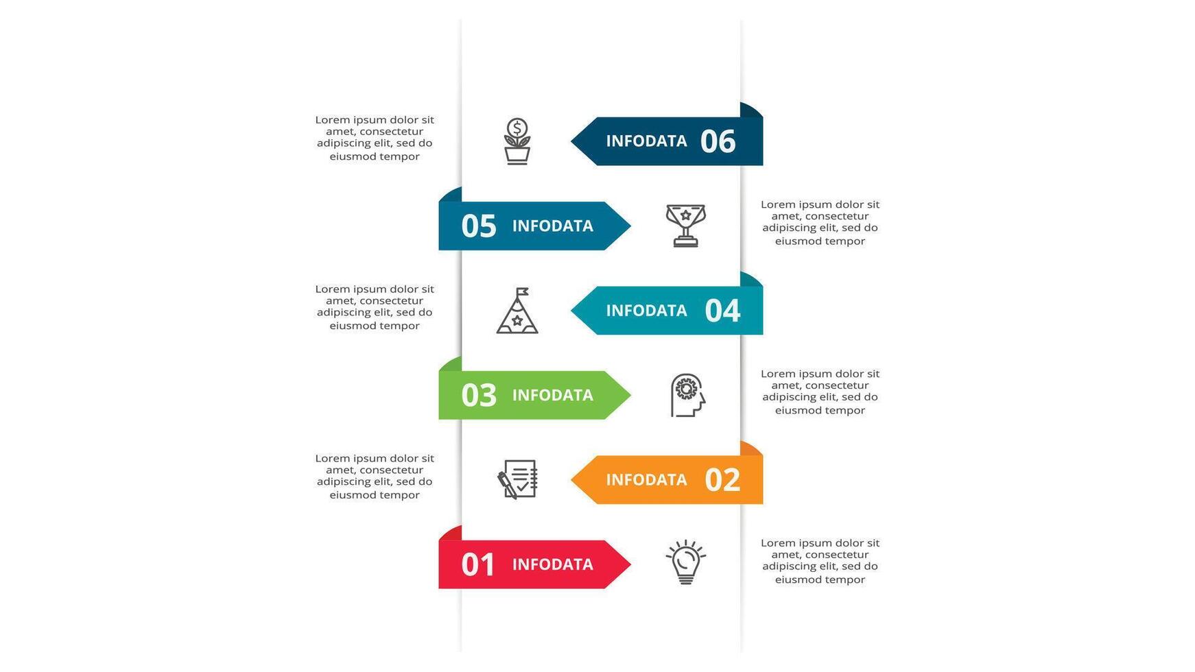 creatief concept voor infographic met 6 stappen, opties, onderdelen of processen. visualisatie van zakelijke gegevens vector