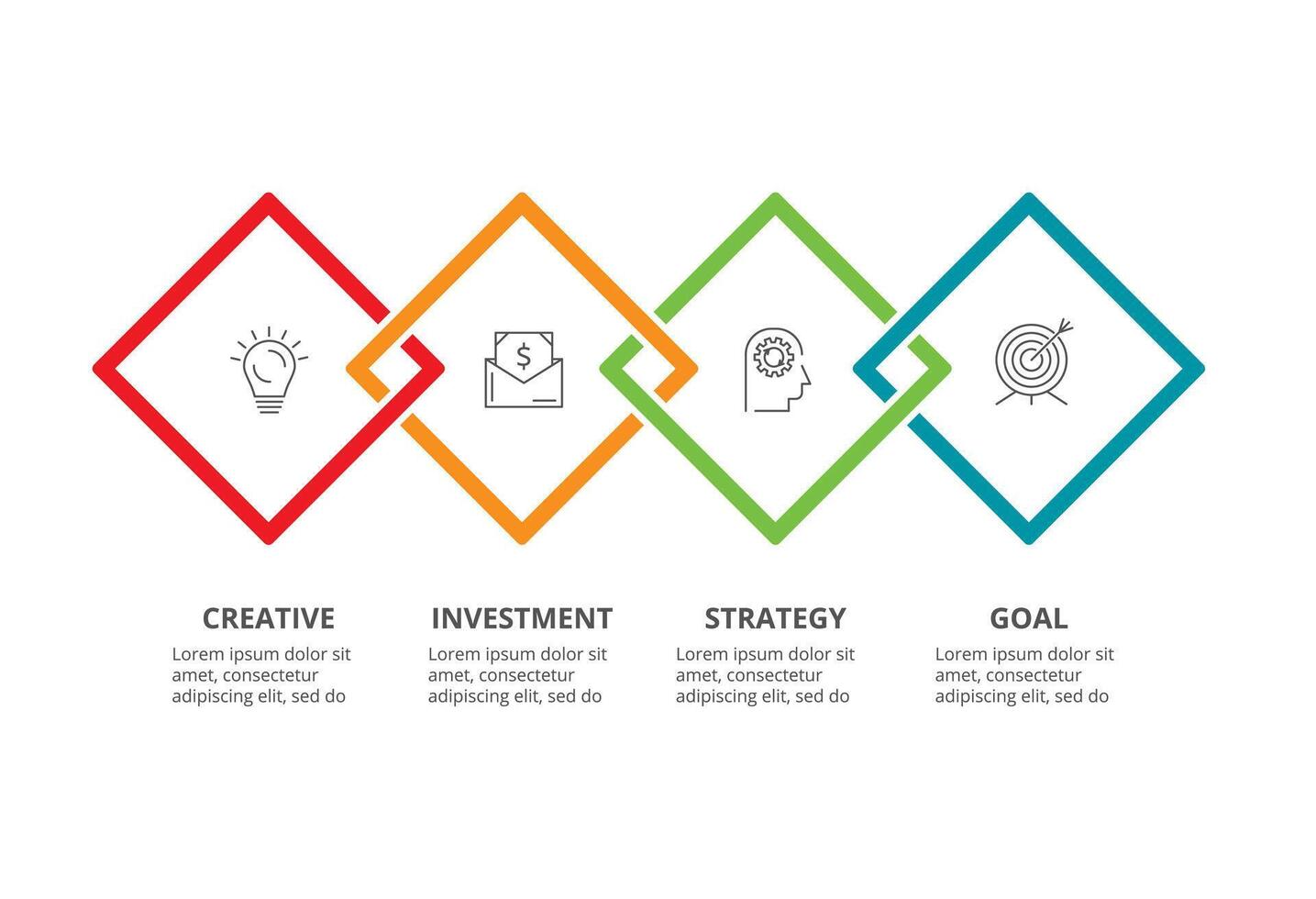 creatief concept voor infographic met 4 stappen, opties, onderdelen of processen. bedrijf gegevens visualisatie. vector