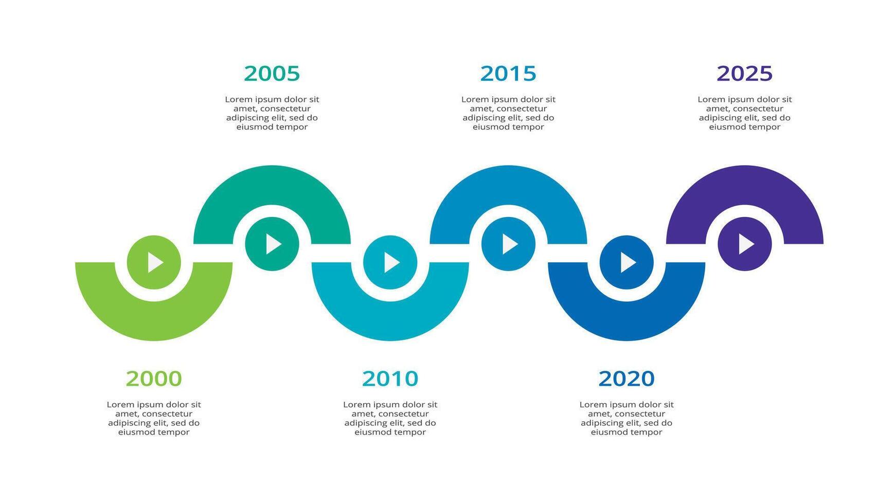 tijdlijn met 6 elementen, infographic sjabloon voor web, bedrijf, presentaties, vector illustratie