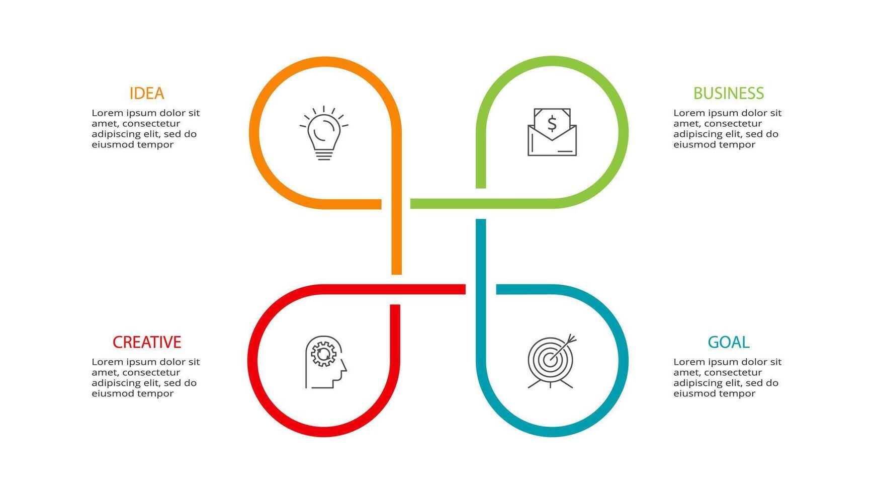 creatief concept voor infographic met 4 stappen, opties, onderdelen of processen. bedrijf gegevens visualisatie. vector