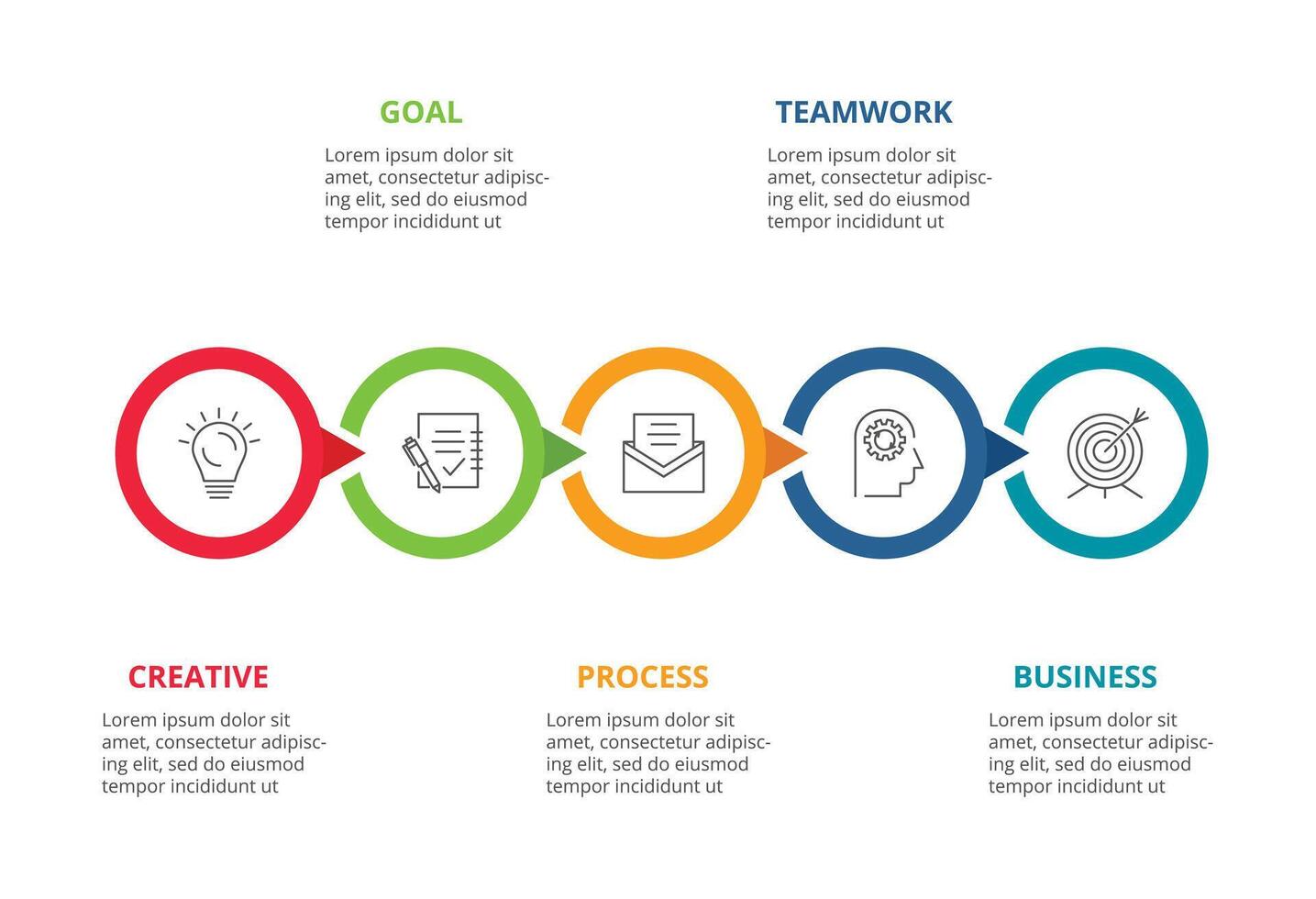 creatief concept voor infographic met 5 stappen, opties, onderdelen of processen. vector