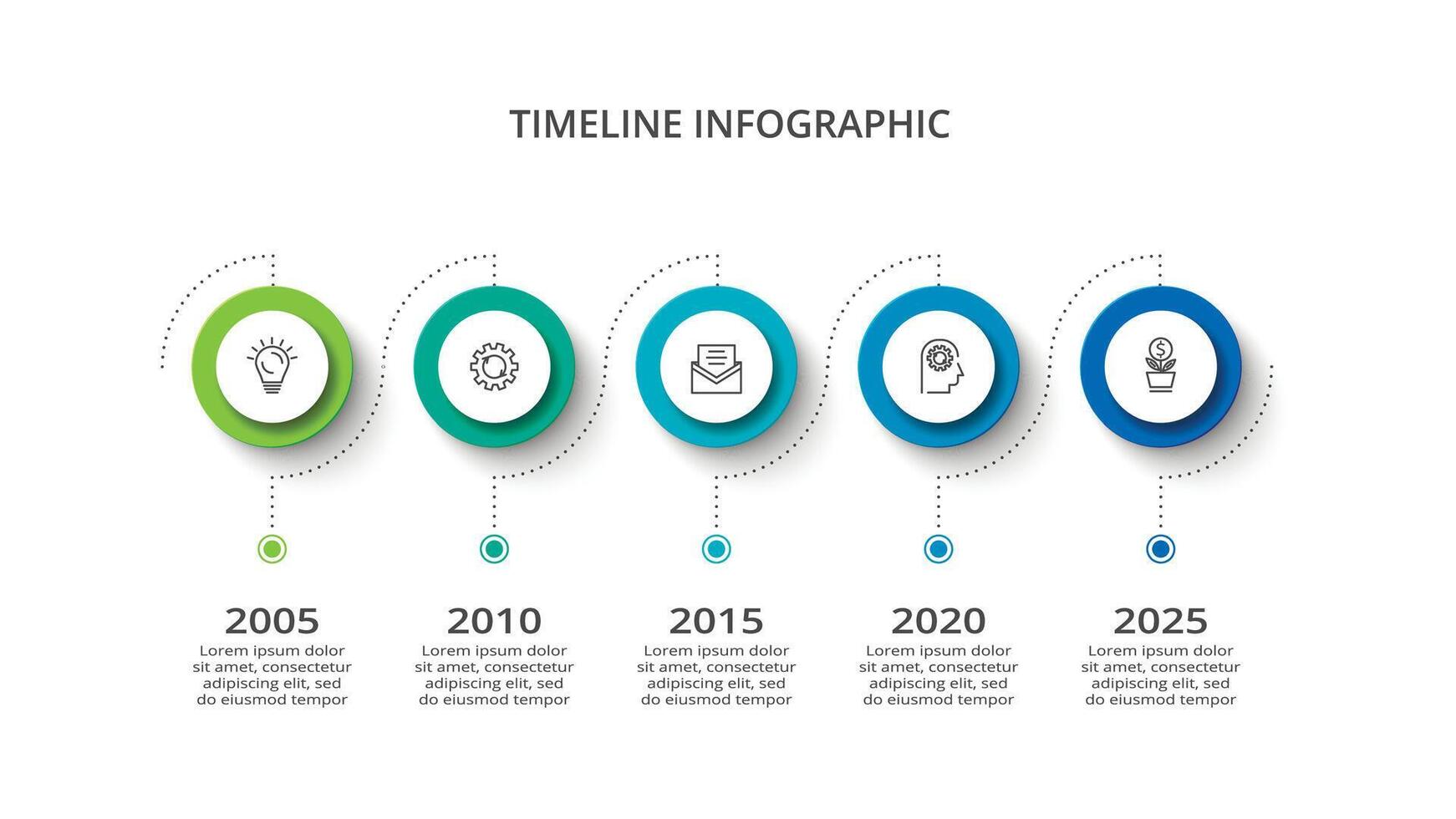 tijdlijn met 5 elementen, infographic sjabloon voor web, bedrijf, presentaties, vector illustratie