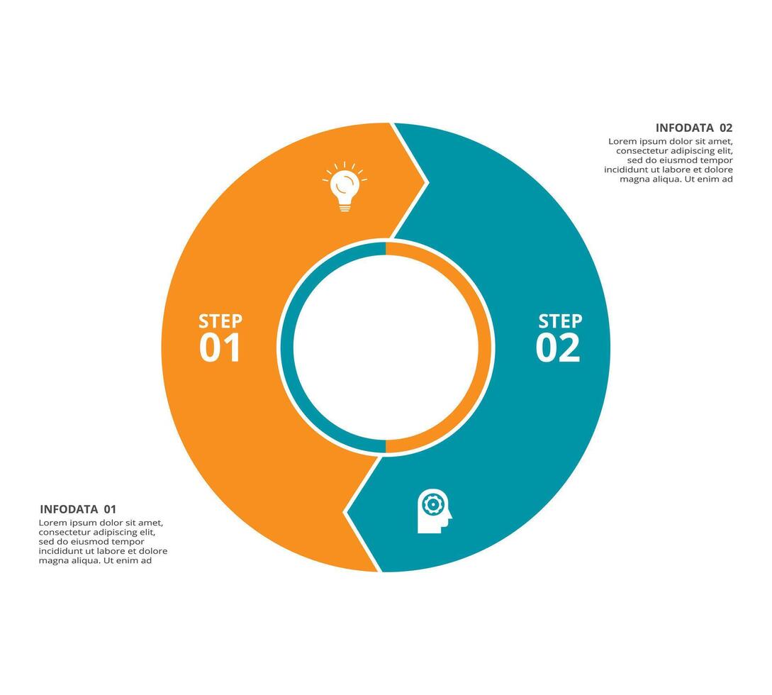 creatief concept voor infographic met 2 stappen, opties, onderdelen of processen. bedrijf gegevens visualisatie. vector