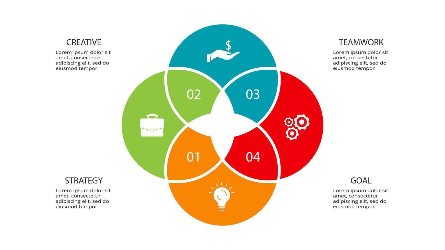 creatief concept voor infographic met 4 stappen, opties, onderdelen of processen. bedrijf gegevens visualisatie. vector