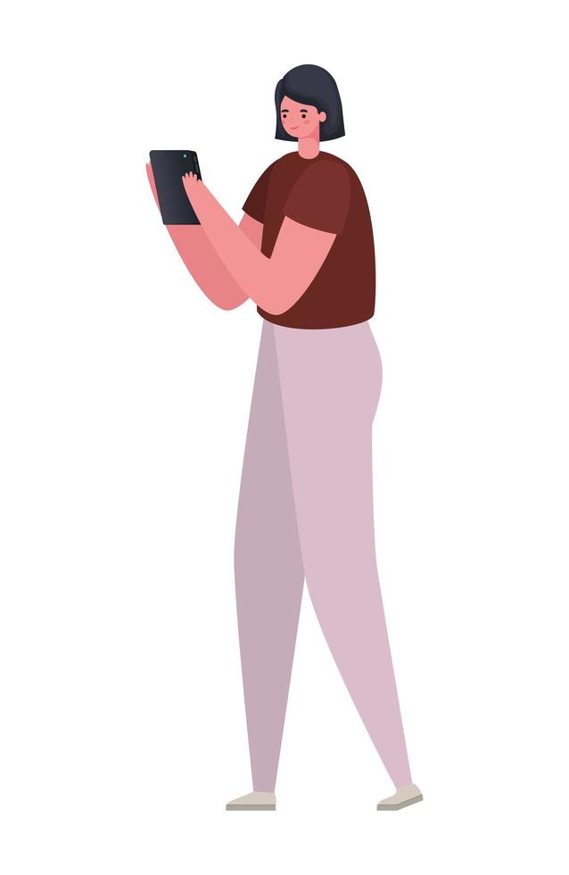 vrouw met tablet werkend vectorontwerp vector