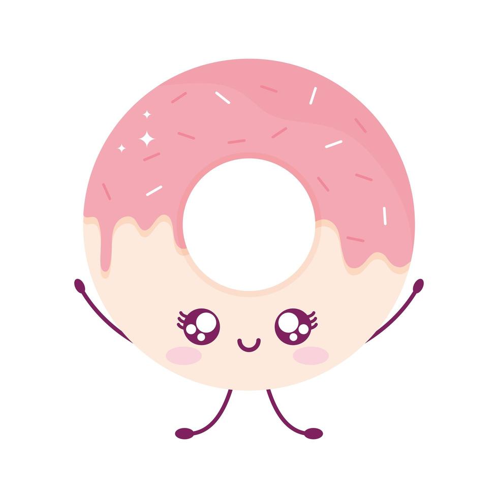 donut van roze kleur kawaii-voedselstijl vector