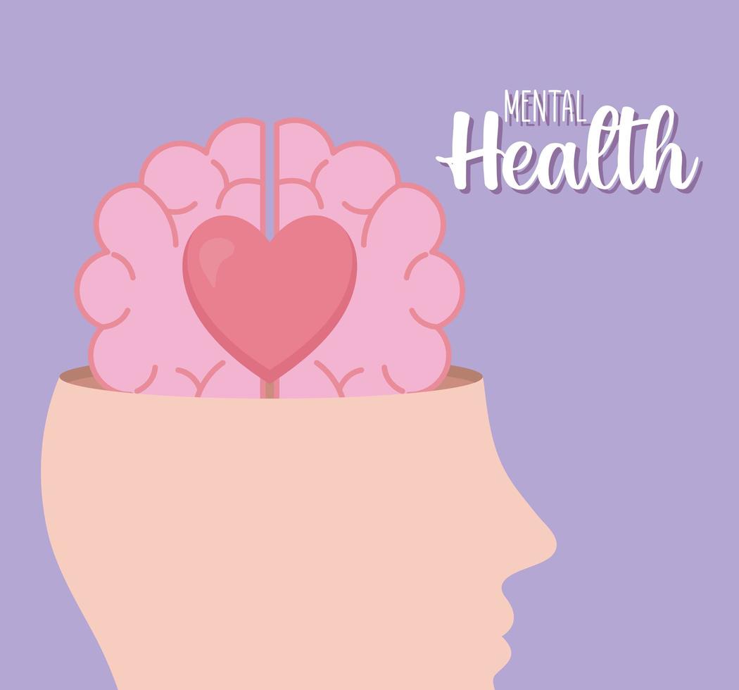 geestelijke gezondheid met hersenen en hart pictogram vector design