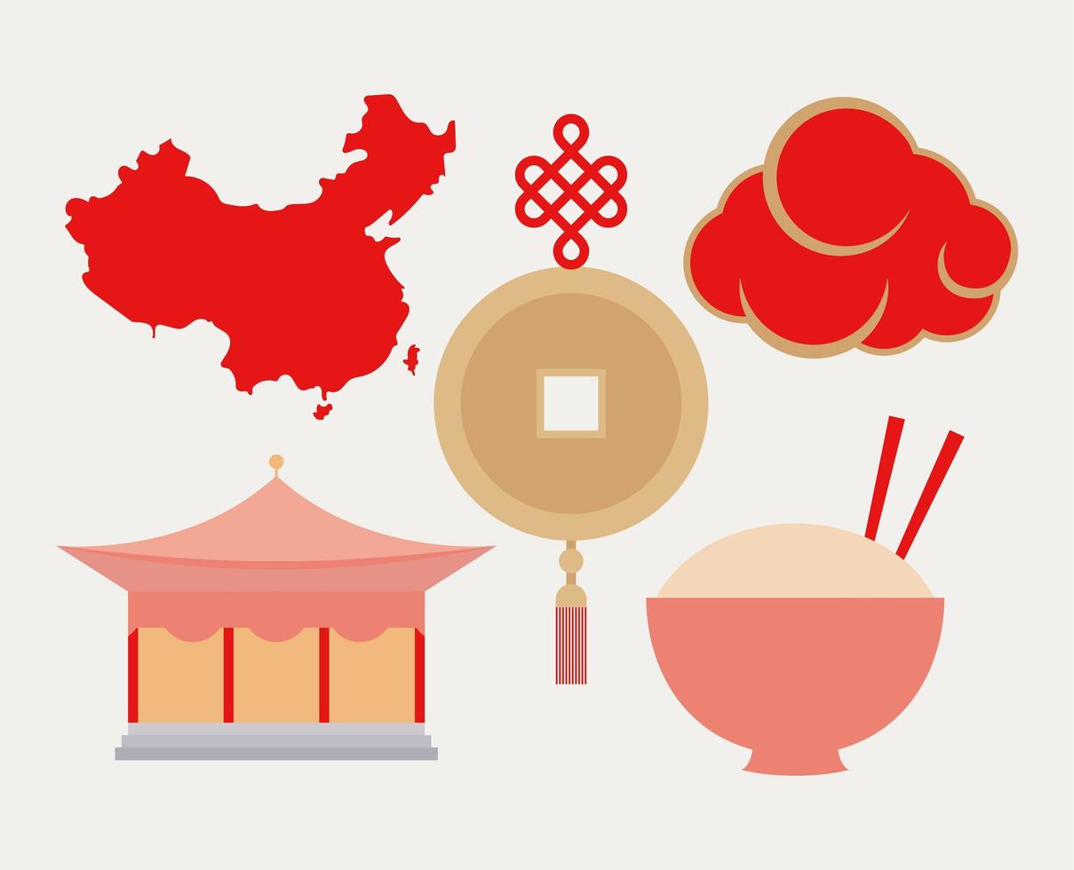 vijf chinese items vector