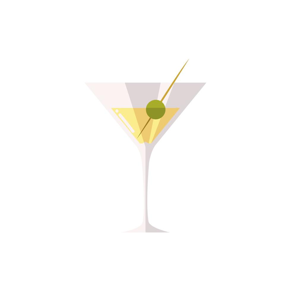 cocktail met olijf drinken drank alcohol pictogram geïsoleerd vector