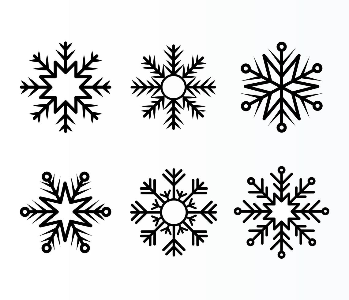 set sneeuwvlokken van zwarte kleur vector