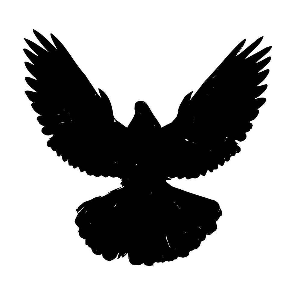 grunge silhouet van een duif Aan een wit achtergrond vector