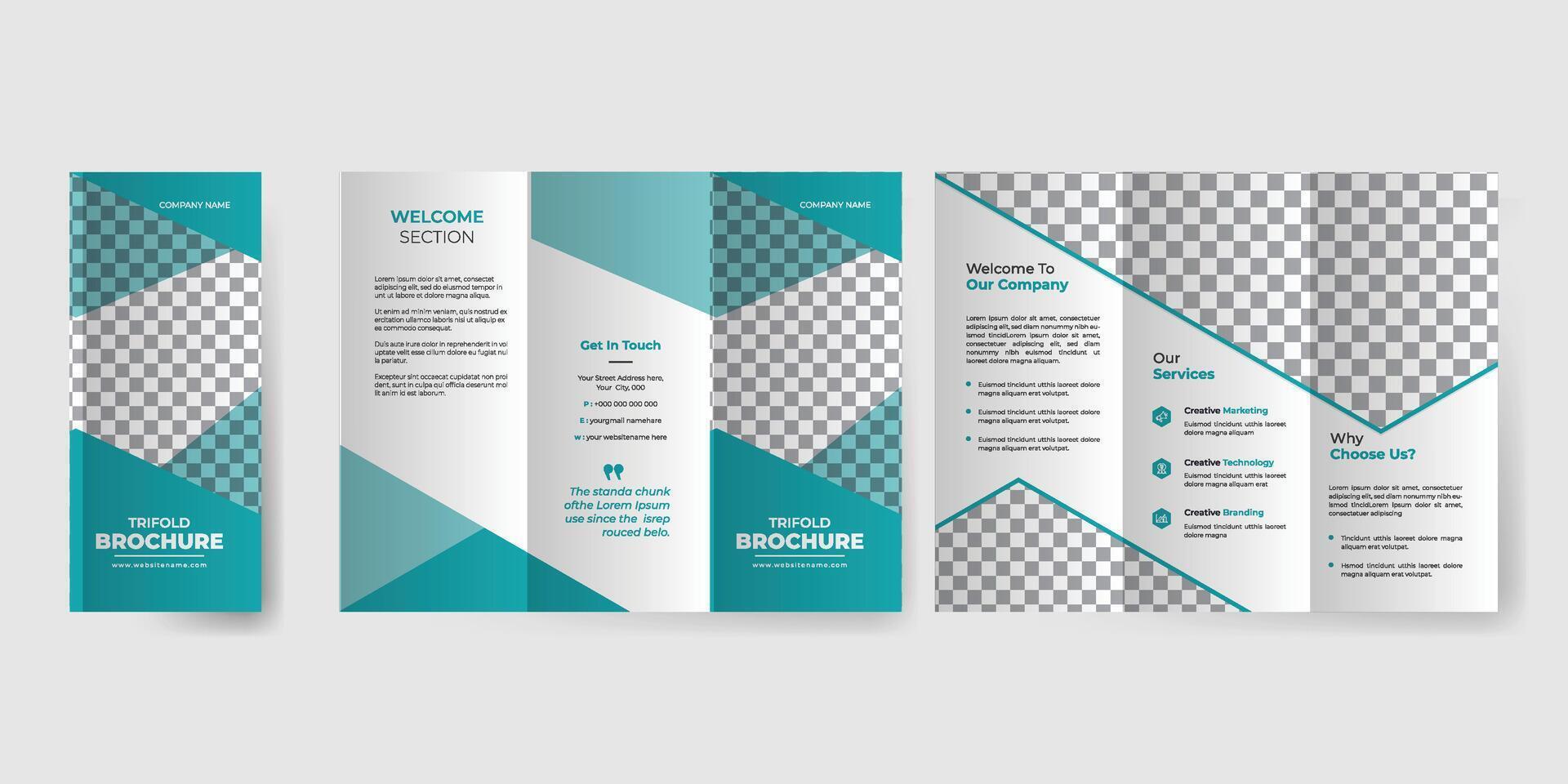 professioneel bedrijf drie vouwen brochure sjabloon .6 bladzijde ontwerp brochure ontwerp. vector