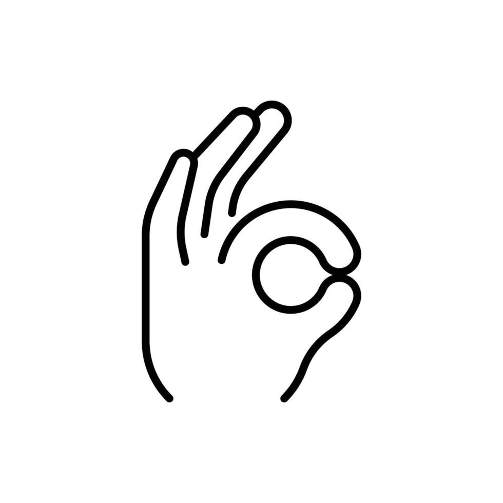 gebaar Oke hand- teken lijn icoon vector