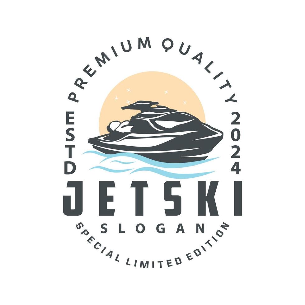 Jet ski logo marinier sport jetski merk logo insigne sjabloon extreem water racing vector bedrijf ontwerp