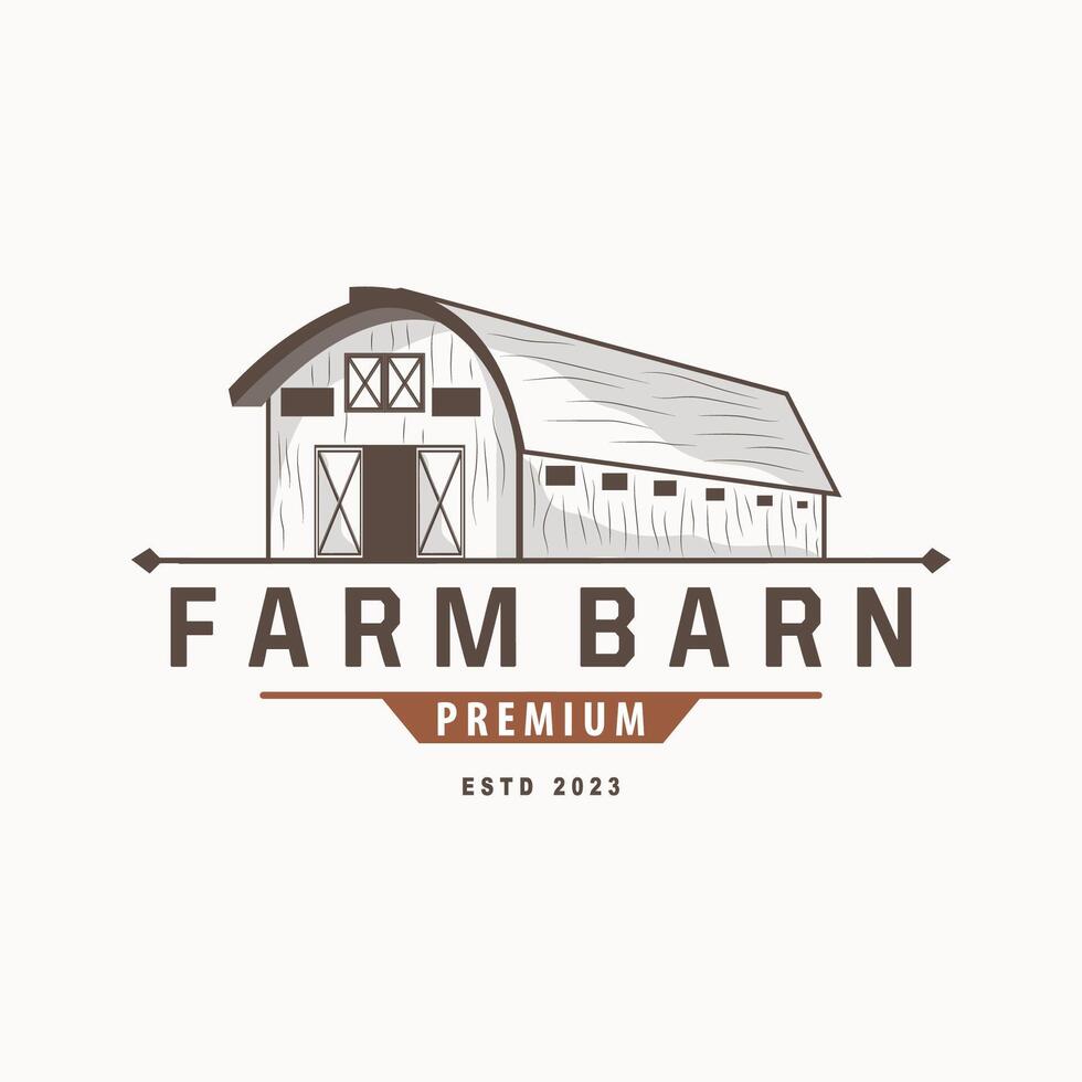 schuur logo landbouw gebouw sjabloon boer boerderij wijnoogst ontwerp gemakkelijk retro stijl illustratie vector