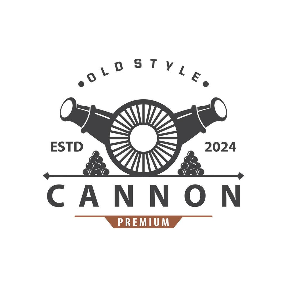 kanon logo, elegant gemakkelijk ontwerp retro wijnoogst stijl, oorlog artillerie vector, illustratie symbool icoon vector
